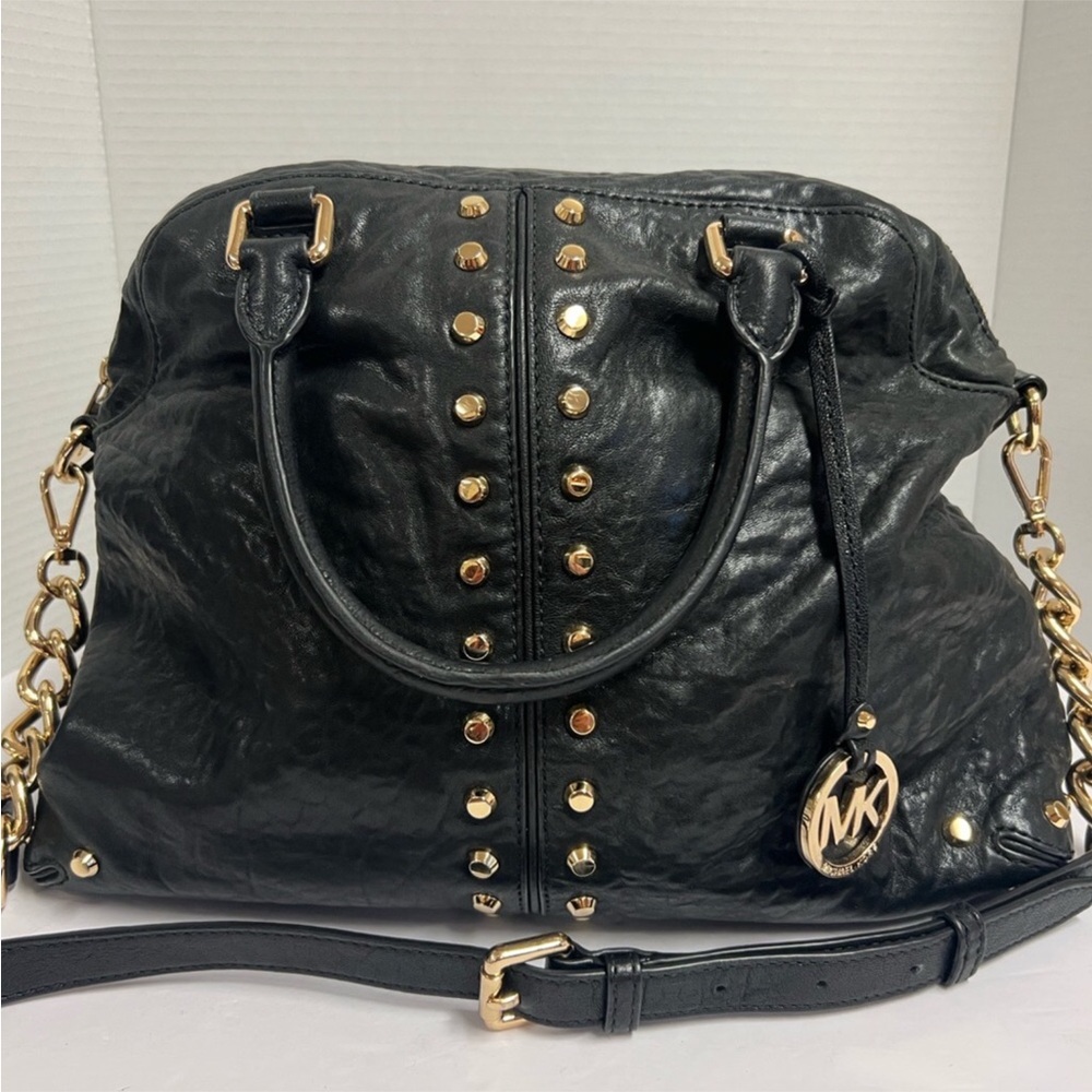 Michael Astor Kors Studded Black Chained Shoulder Handbag - Picture 7 of 7